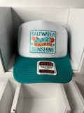 Salt Water, Sea shells and Sunshine trucker hat