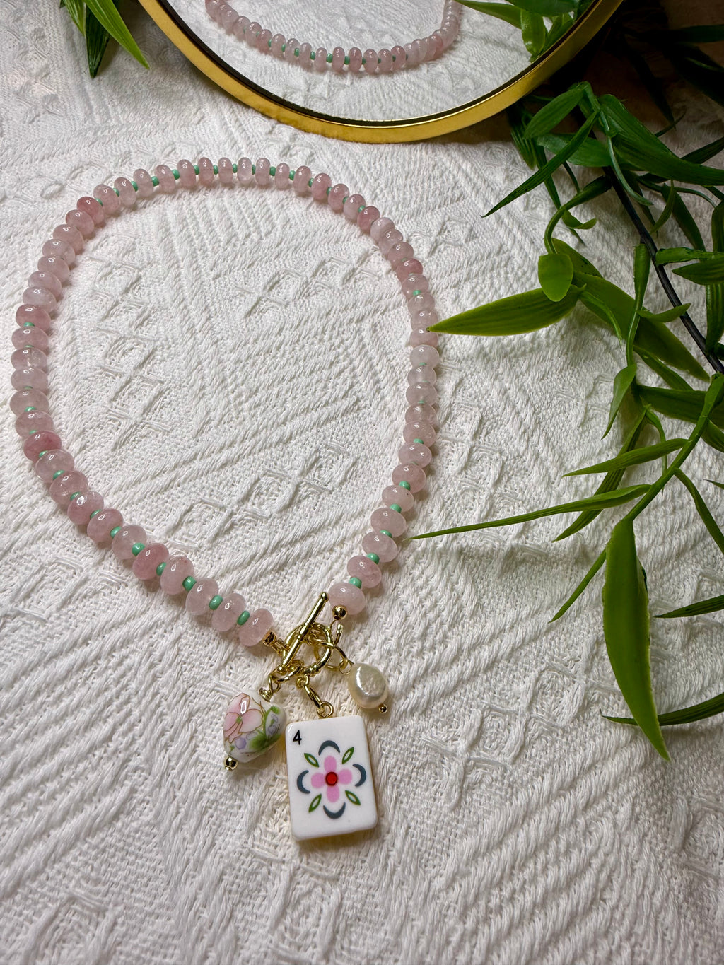 Mahjong Inspired Necklace Flower