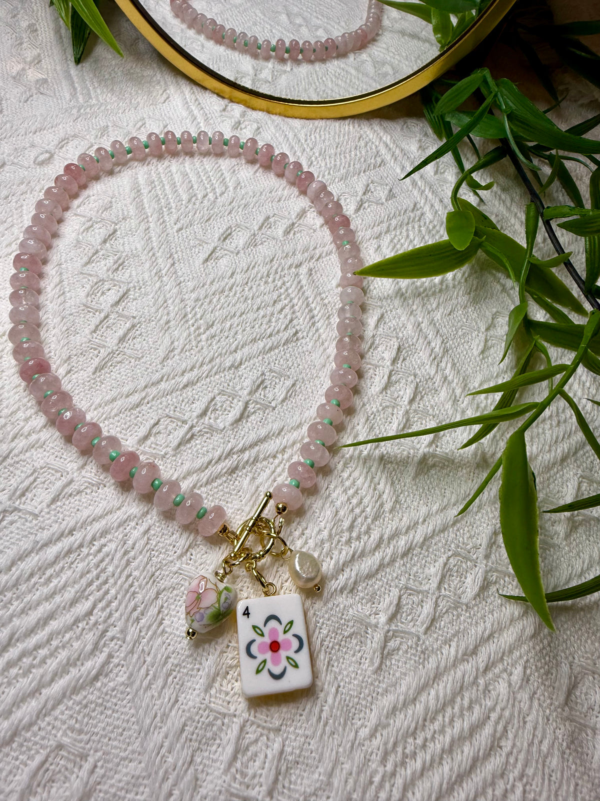 Mahjong Inspired Necklace Flower