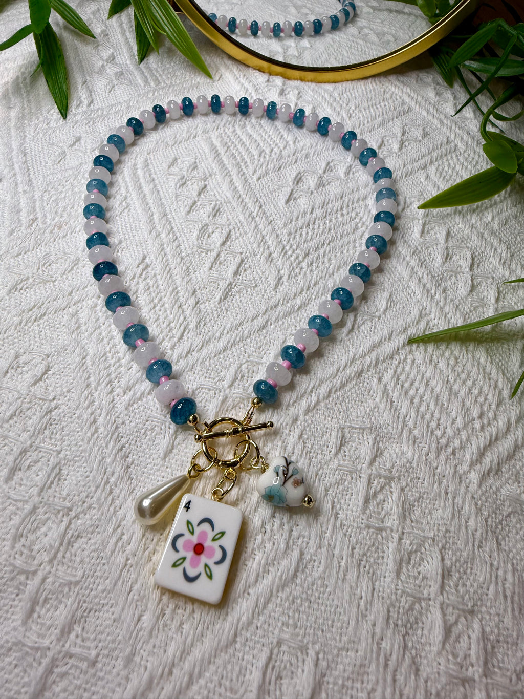 Mahjong Inspired Necklace Flower