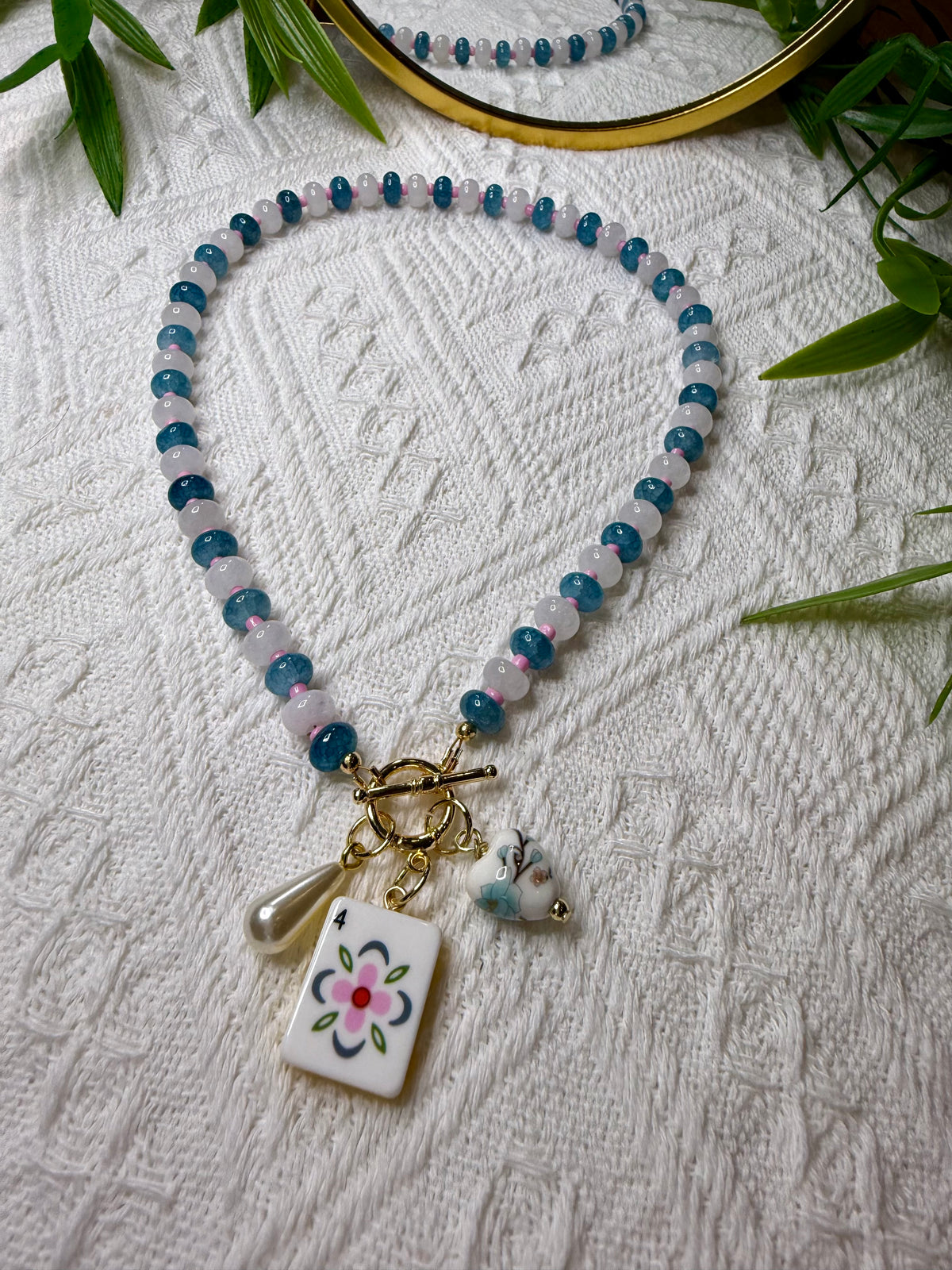 Mahjong Inspired Necklace Flower
